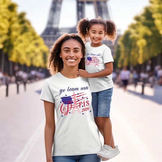 Paris Olympics 2024 Matching Mommy and Me shirt, USA Eiffel Tower shirt, Support Team USA, Family olympics shirt, Olympics 2024 Paris