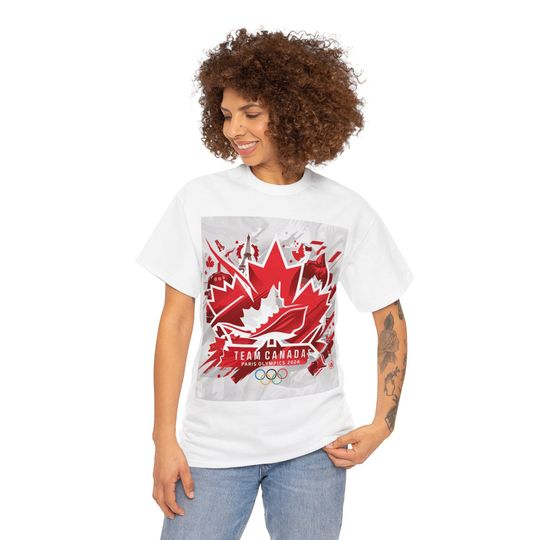 Team Canada Paris Olympics 2024 T-Shirt, Red & White Canada Graphic, Eiffel Tower, Maple Leaf Design, Limited Edition