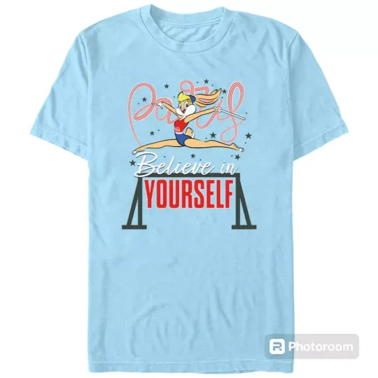 Mad Engine Lola Bunny Looney Tunes Team USA Believe In Yourself T-Shirt | Cotton Short Sleeve T shirt | Unisex Softstyle | Summer Casual Shirt