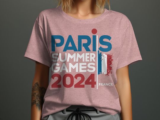 Paris 2024 Summer Games France T-Shirt PNG, Sports Event Tee, France Flag Shirt, Sports Fan Gift, Commercial License