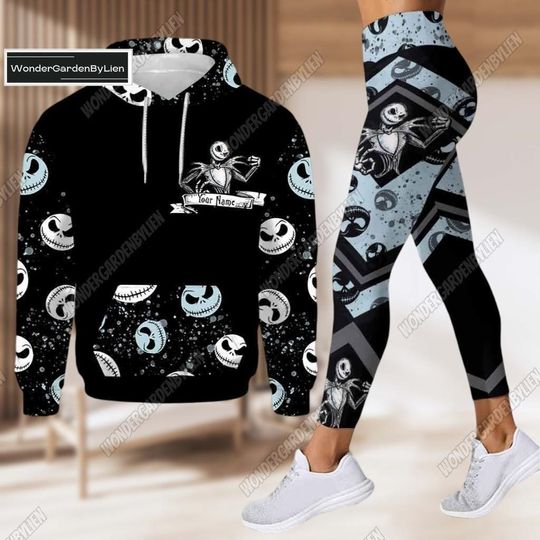 Rock Paper Scissors Jack Skellington Hoodie Leggings, Personalized Hoodie, Nightmare Before Christmas, Skellington Hoodie, Gym Leggings