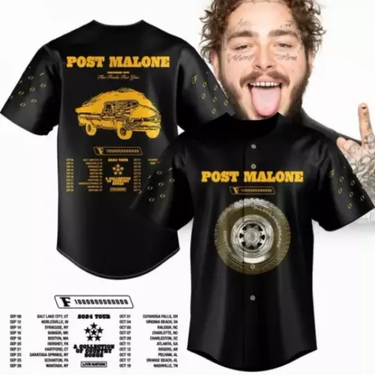 Post Malone 2024 The F-1 Trillion Tour Baseball Jersey | Music Tour Outfit | Summer Streetwear For Unisex