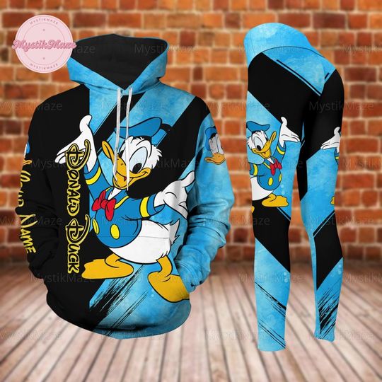 Personalized Donald Hoodie, Donald Duck Hoodie, Donald Legging, Donald Hoodie Legging Set, Donald Workout Legging, Donald 3D Hoodie