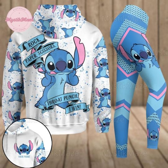 Personalized Stitch Hoodie, Stitch Yoga Leggings, Disney Stitch Hoodie, Stitch Hoodie Legging, Workout Leggings, Disney Birthday Gift