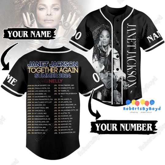 Janet Jackson Baseball Jersey, Janet Jackson Together Again Summer 2024 Shirt, Janet Jackson Tour Shirt, 2024 Music Tour Shirt