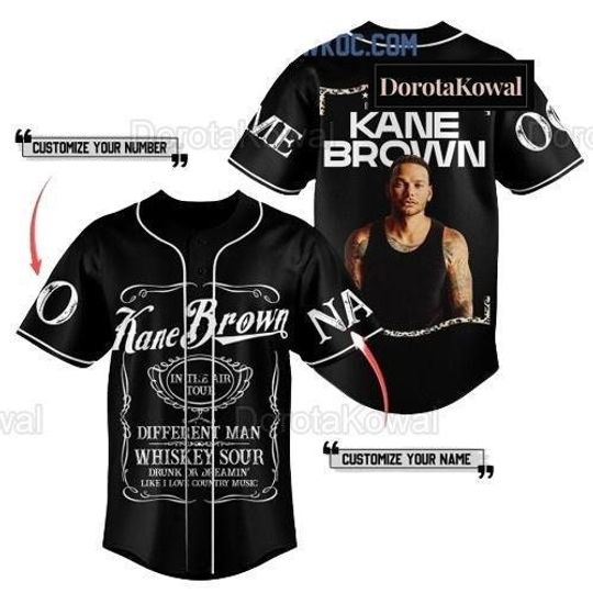 Kane Brown In The Air Tour Black Personalized Baseball Jersey, Kane Brown Tour Jersey Shirt, In The Air 2024, Kane Brown Fan Baseball S