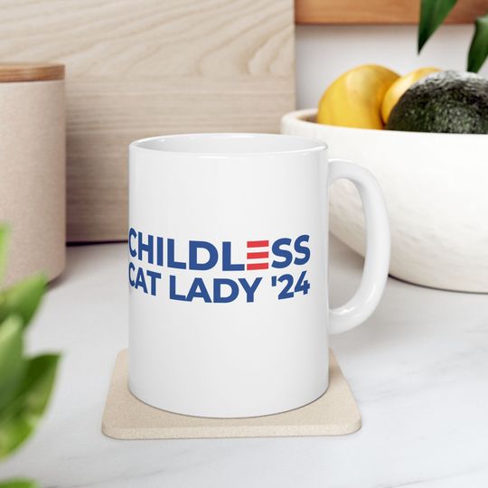 Childless Cat Lady '24 Kamala Harris for President Ceramic Mug, (11oz, 15oz)