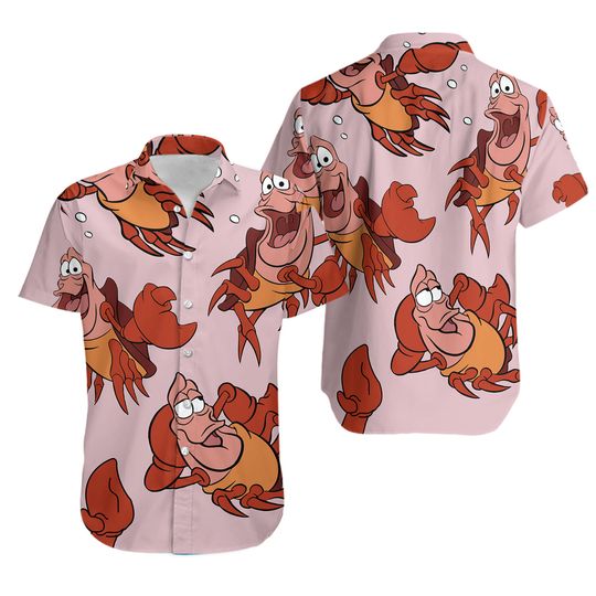 Disney Inspired Sebastian Little Mermaid Hawaiian Shirt, Vacation Gifts Ideas