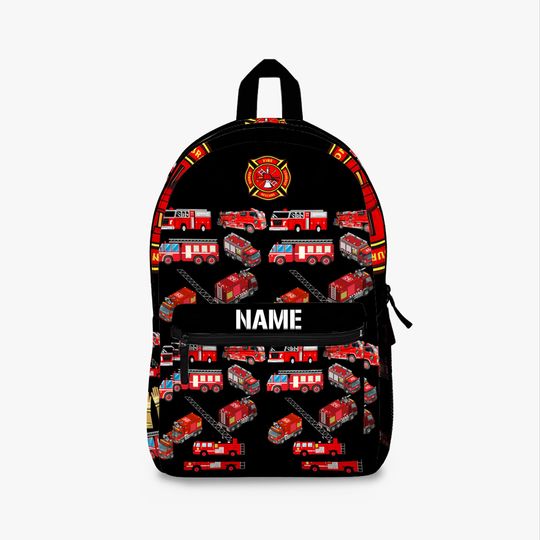 Personalized Firefighter Firetruck Kids Backpack | Back to school