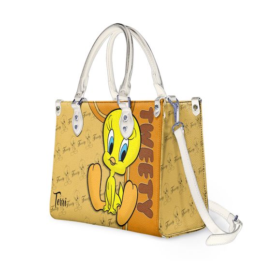 Personalized Tweety Bird Leather Handbag, Custom Tweety Lover's Handbag, Disney Leather Bag, Cartoon Leather Bag, Women Handbag, Gift For Her