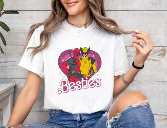 Cute Deadpool Wolverine Besties Forever Shirt, Wolverine Deadpool Movie Tee, Superhero Best Friends Shirt, Men's and Women's