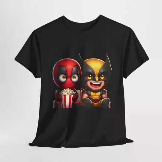 Deadpool and Wolverine as Kids love Movies Unisex T-shirt | Superhero Best Friends Cotton Short Sleeve Shirt | Summer Casual Tee