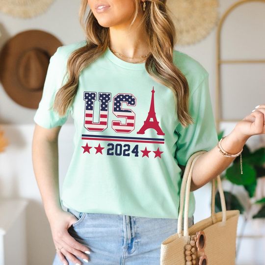 2024 Paris Olimpics Shirt, USA Eiffel Tower T-Shirt, USA 2024 T-Shirt, USA Team Shirt, Paris France Shirt, Paris Games Shirt, Unisex T-Shirt