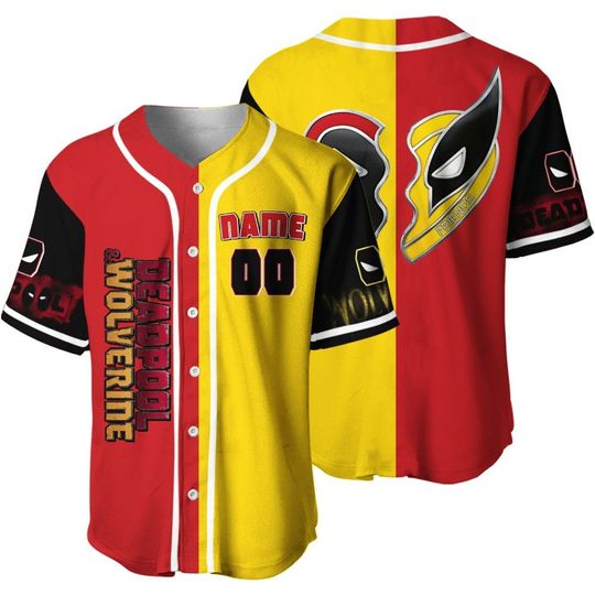 Blvckstyle Custom Wolverine Deadpool Baseball Jersey, T3 Heart Wolverine And Deadpool Best Friend Shirt Baseball Jersey