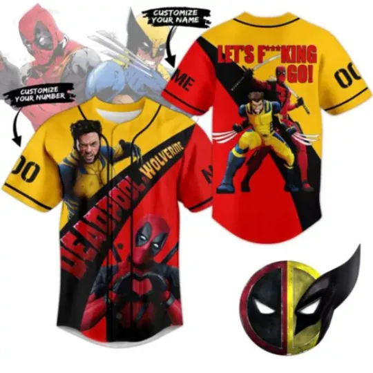 Personalized Deadpool And Wolverine Let's F*cking Go Baseball Jersey Shirt