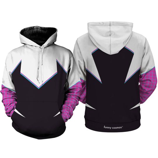 Ghost-Spider 3D Full Over Print Hoodie | Spider Man Across The SpiderVerse Shirt | Spider Man Suit Sweatshirt | Spider Gwen Costume Shirt