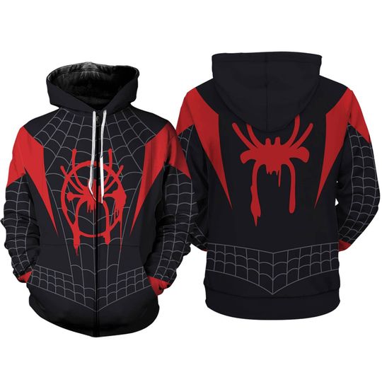 Miles Morales 3D Full Over Print Hoodie | Spider Man Across The SpiderVerse Shirt | Spider Man Suit | Miles Morales Costume Shirt