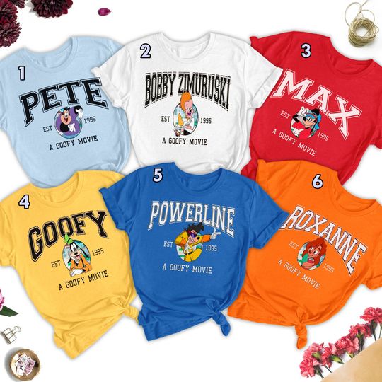 A Goofy Movie Characters Group Matching Shirt, Retro Goofy Movie Powerline Shirt, World Tour Powerline Sweatshirt, Magic Kingdom Trip Outfit
