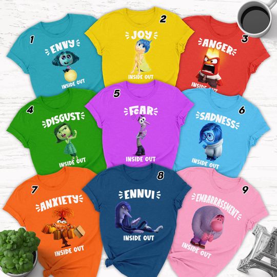 Funny Inside Out Characters Shirts, Inside Out Group Matching T-Shirt, Trending Inside Out Matching Family Party Shirt, Inside Out Lover Tee