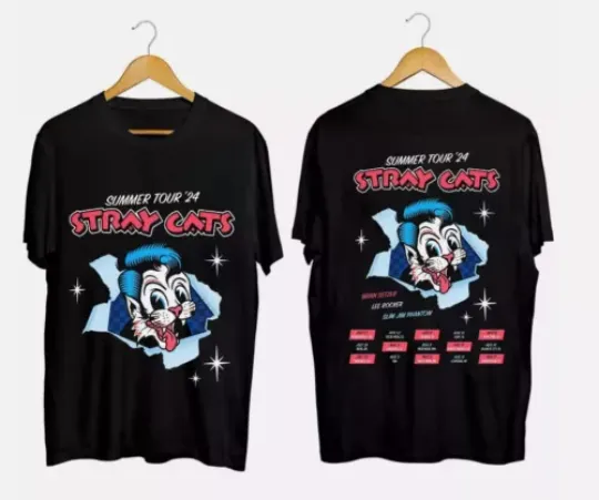 STRAY CATS Band Tour 2024 Collection Gift For Fan, 2024 Music Tour Cotton Shirt, Gift For Fans