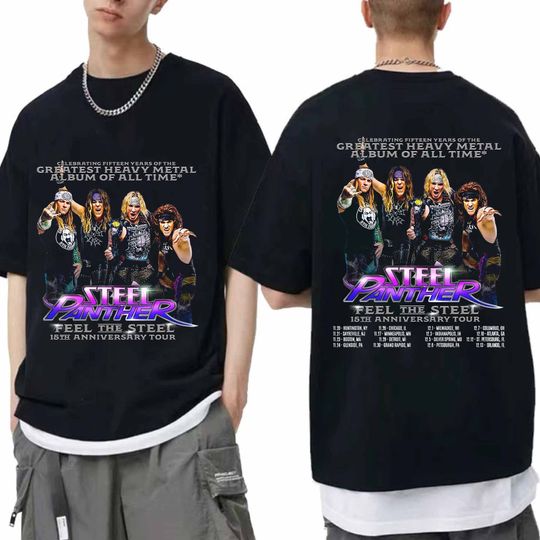 Steel Panther - Feel the Steel 15th Anniversary Tour 2024 Shirt, Steel Panther Band Fan Shirt, Steel Panther 2024 Concert Shirt