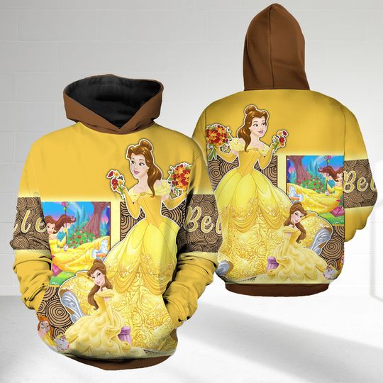 Beauty And The Beast 3D Shirt, Belle Fairy Tale Princess 3D T Shirt, Charming Princess 3D Design Graphic Sweater, Holographic Trending Shirt