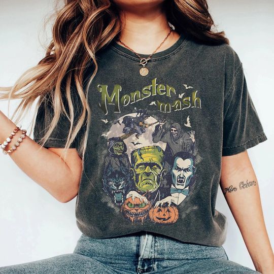 Monster Mash Shirt, Retro Halloween Comfort Colors shirt, Vintage Ghost Halloween T-Shirt, Monster Halloween Tee, Retro Fall Top, Fall Shirt