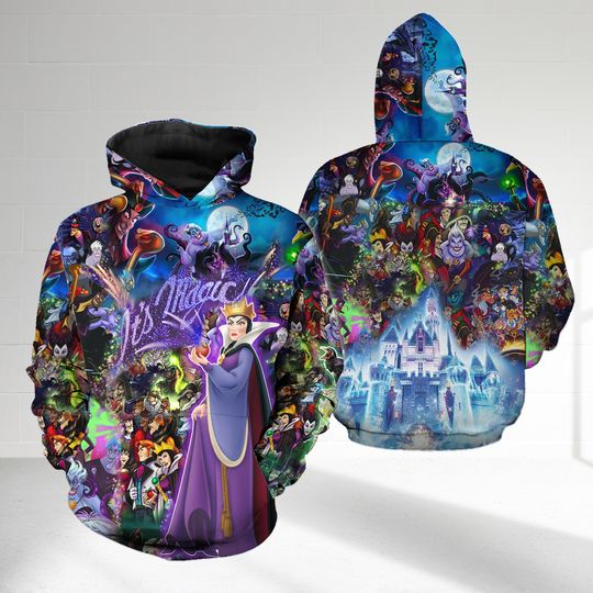 Maleficent Villain Halloween 3D Shirt, Ursula Gaston Jafar Villains Magical Hoodie, Cruel Evil Queen 3D Hoodie, Villain Characters Tee