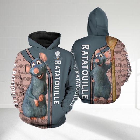 Ratatouille 3D All Over Print Shirt, Remy Chef Story Movie Hoodie, Magic Kingdom 3D Hoodie, Animated Movie Clothing, Birthday Gift