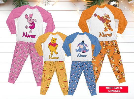 Personalized Disneyy Pajama, Pooh Piglet Tigger Eeyore Pajamas Halloween Christmas