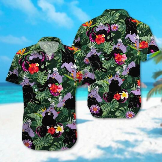 Ursula Hawaiian Shirt, Ursula Villain Hawaii Shirt, Villain Halloween Shirt, The Little Mermaid Summer Beach Shirt, Horror Character Gift