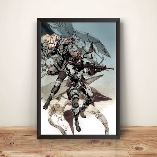 Solid Snake & Raiden Shooting MGS Sons Of Liberty Premium Poster, Wall Art Print, Home DecorPoster for Gifts