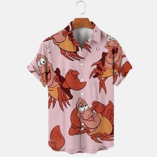 Disney inspired Mens Sebastian Hawaiian Shirt, little mermaid