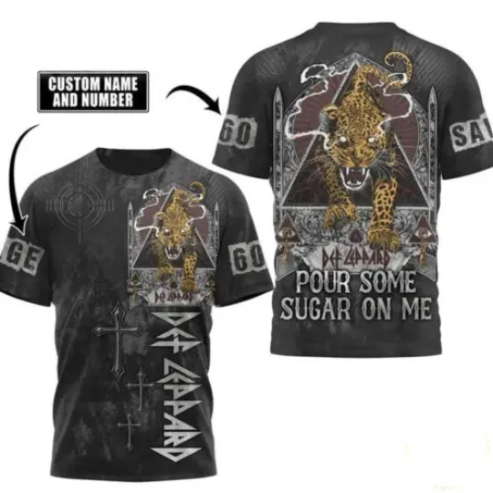 Custom Name Number Def Leppard Music Band 3D All Over Print T-Shirt Men Women