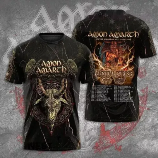 Amon Amarth Metal Crushes All Tour 2024 3D Print T-Shirt For Men Women