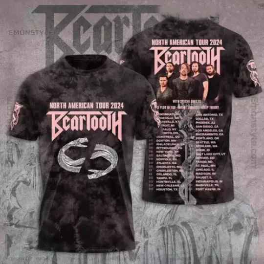Beartooth s North American Tour 2024 with the Tour Dates 3D AOP T-Shirt