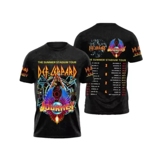 Def Leppard And Journey 2024 Tour Music 3D Unisex T-Shirt For Men Women