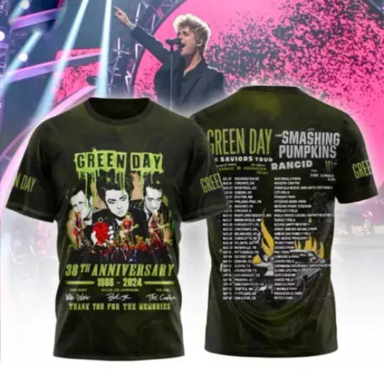 2024 Green Day Band Tour 2024 T shirt 3D Music Band For Men Women