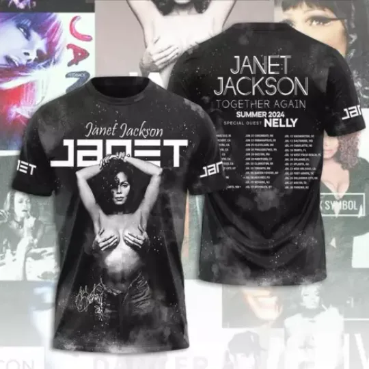 Janet Jackson Together Again Tour 2024 3D Print T-Shirt For Men Women Size
