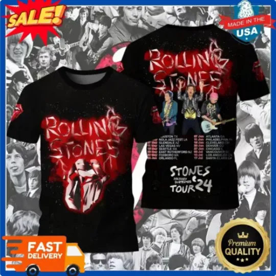 The Rolling Stones Tour 2024 3D T-Shirt Great Hot Hot hot Shirt new