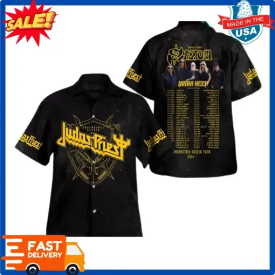 Judas Priest Invincible Shield Tour Dates 2024 With Saxon Hawaiian shirt