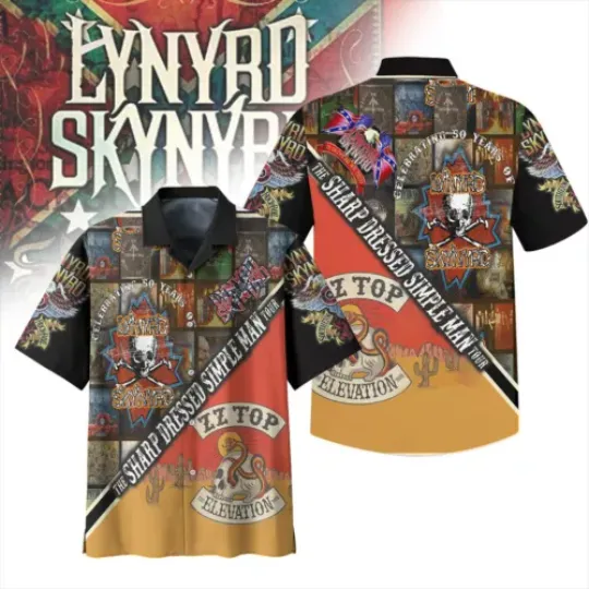 Lynyrd Skynyrd ZZ Top The Sharp Dressed Simple Man 2024 Tour Hawaiian Shirt