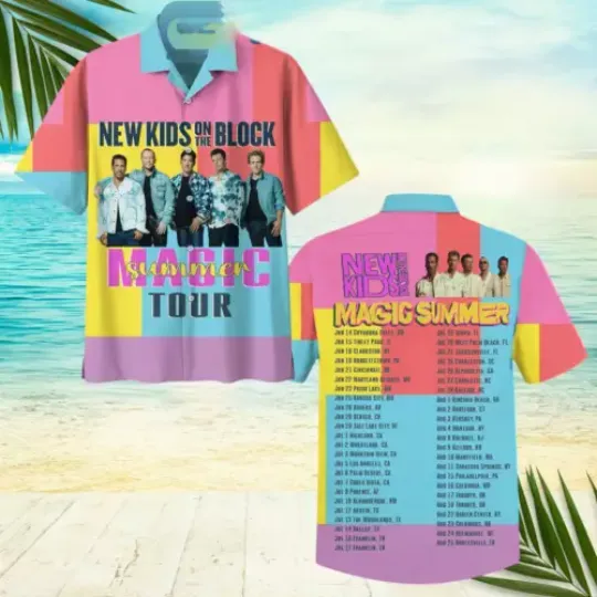 New Kids On The Blocks Having Magic Summer Tour 2024 With Fan Hawaiian Shirt
