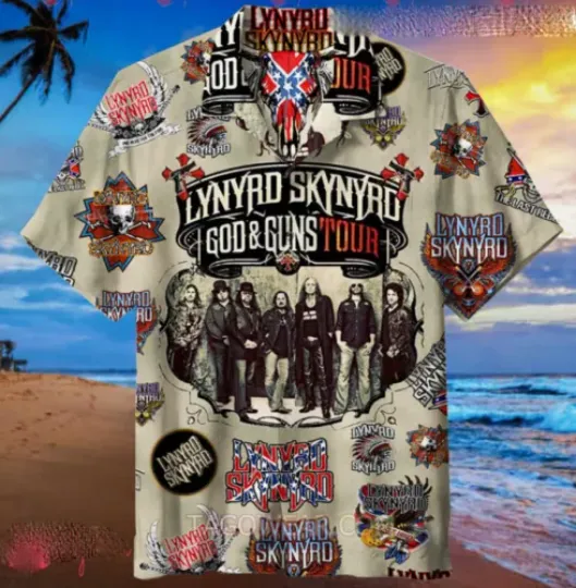 Lynyrd Skynyrd Hawaiian Shirt God And Guns Tour Gift For Fans All Sizes