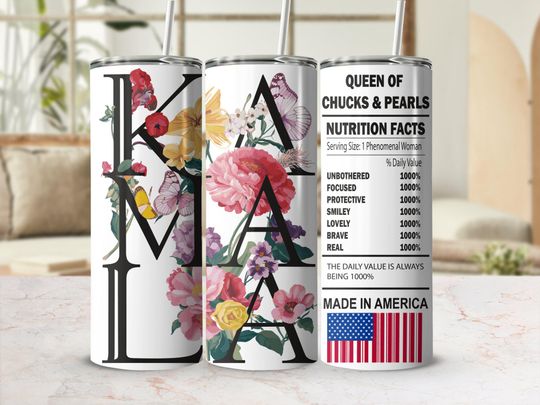 Kamala Harris 2024 Tumbler and Mug Wrap Design, Queen of Chucks and Pearls