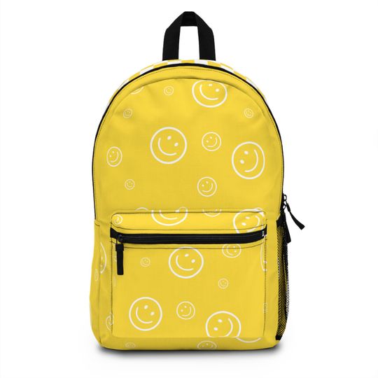 Yellow Smiley Face Backpack, Cute Backpack, Back to School Bag for Girls, Backpack for Middle school girls