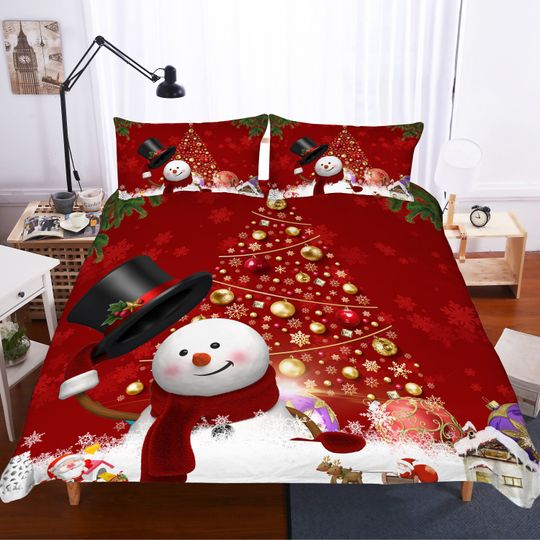 3D Christmas Snow Man Bedding Set Quilt Cover Quilt Duvet Cover ,Pillowcases Personalized  Bedding,Queen, King ,Full, Double 3 Pcs 181