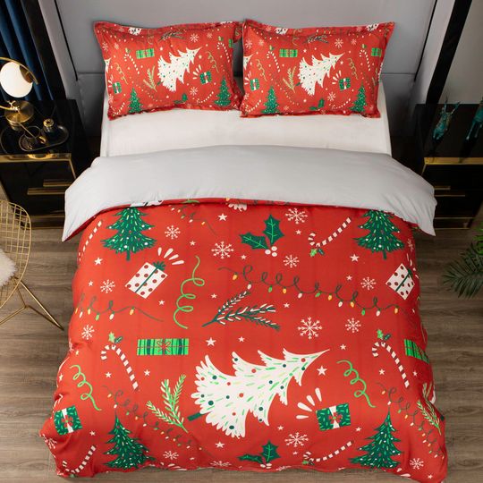 3D Christmas Duvet Covers Set, Pattern Quilt Cover, Pine Trees Bedding Set, Gift Doona Cover, Cartoon Queen Bedding, Kids Bedding Set