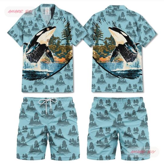 Amare Box Killer Whale Hawaiian Shirt, Killer Whale Lover Hawaiian Shirt