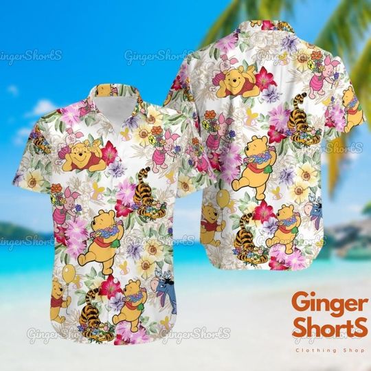 Winnie The Pooh Hawaiian Shirt, Pooh And Friends Button Shirt, Pooh Hawaii Shirt